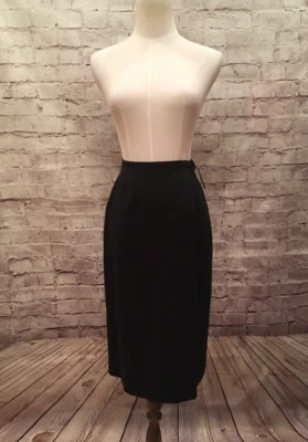 Vintage Evan- Picone Petites 2P  Mid Calf Pencil Skirt Dark Gray Wool Blend  - Image 1 of 4