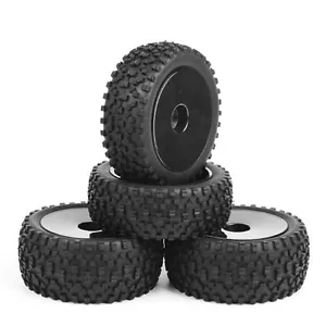 Rubber Front&Rear 1:10 Buggy Tires&Wheel 12mm Hex For HSP RC Off-Road Car 4Pcs  - Picture 1 of 8