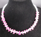 Puka Shell Dyed Pink Purple Choker Necklace Surfer Unisex 15" Vintage Estate