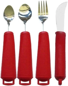 Red Bendable 4 Piece Chunky Handle Cutlery Set - Picture 1 of 1