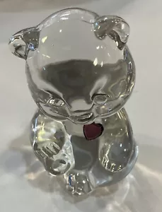 Vintage Fenton Art Glass Birthstone Birthday Bear Purple Heart Amethyst February - Picture 1 of 5