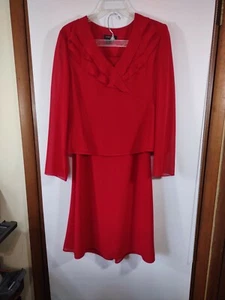 Gorgeous Cherry Red Cynthia Howie Two Piece Maxie Skirt/Blouse Suit, Size 10 - Picture 1 of 11
