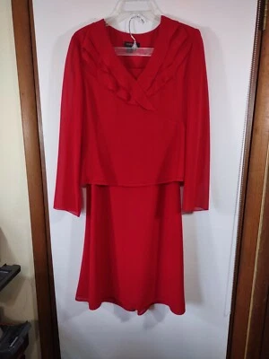 Gorgeous Cherry Red Cynthia Howie Two Piece Maxie Skirt/Blouse Suit, Size 10 - Image 1 of 4