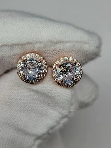 Gold, Silver Plated Stud Earrings With Cubic Zirconia Unisex, Women, Men - Picture 1 of 15
