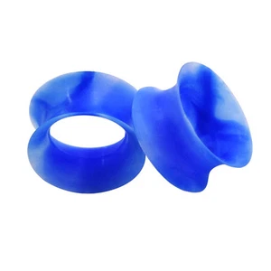 2pcs Thin Silicone Tunnels Plugs Flexible Ear Gauges Ear Skin Earlets Earskin - Picture 1 of 43