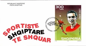 Albania Stamps 2002. FAMOUS SPORTSMEN, SPORT, FOOTBALL, SOCCER. FDC Block MNH - Picture 1 of 1