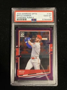 2020 Donruss Optic #183 Bryce Harper Pandora Purple Prizm SP /99 PSA 10 POP 2 - Picture 1 of 2
