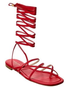 Michael Kors Collection Jade Runway Leather Sandal Women's Red 35.5 - Picture 1 of 5