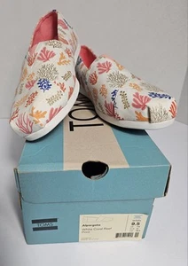 New In Box Toms Alpargata Womens White Coral Reef Canvas Slip On Shoes Size 9.5 - Picture 1 of 4
