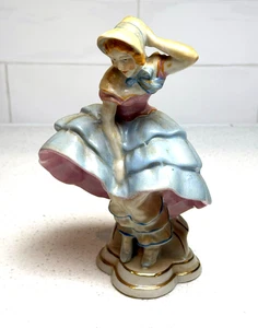 Vintage Japan Porcelain Figurine Lady in Bonnet Holding Skirt Mid-Century - Picture 1 of 4