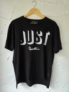 Just Cavalli Size Large Men's Black Graphic Print Crewneck T-Shirt Spell Out - Picture 1 of 9