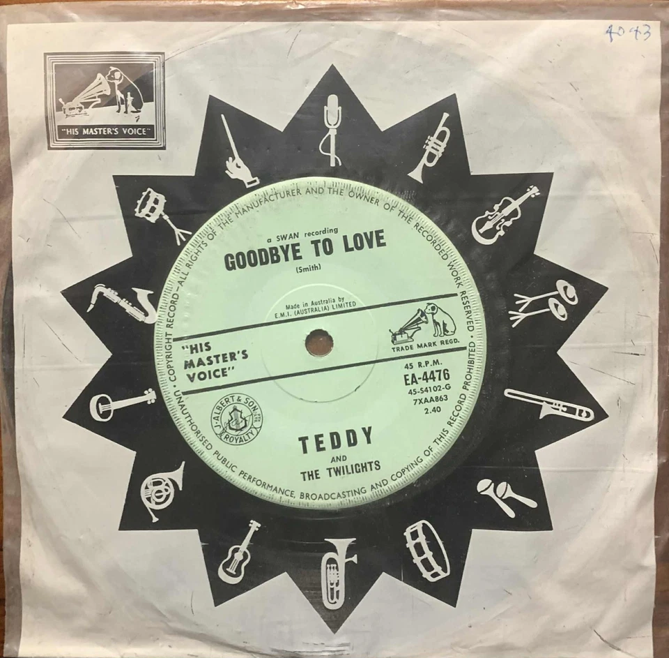 Teddy & Twilights Goodbye To Love  1962 HMV Soul Funk Oz 45 - Bild 1 von 2
