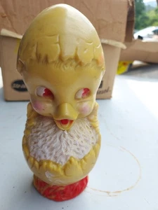 Vintage Irwin Gummi Quietschspielzeug stehend markiert gelbe Ente oder Küken - Bild 1 von 7