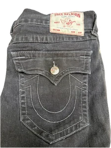 Pantalones de mezclilla True Religion Ricky relajados calce recto para hombre 34x34 negros - Imagen 1 de 6