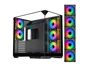 DIYPC ARGB-DC800-BK Black Dual USB3.0 and Type C Tempered Glass ATX Mid Tower - Afbeelding 1 van 5