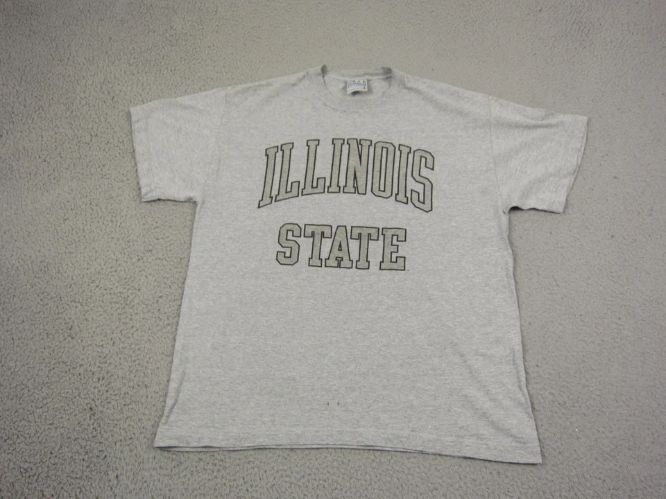 Vintage Illinois State Shirt Mens Large Gray College University Made in USA 90s - Image 1 of 4