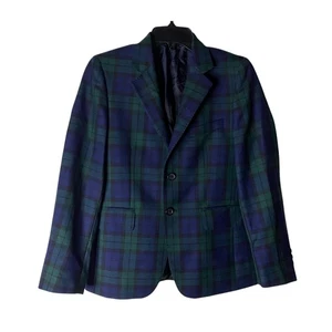 Brooks Brothers grün karierter Wollblazer Sportmantel Jungen große zwei Knöpfe - Bild 1 von 5