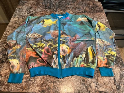 Vintage 80s Tyvek Aquatic Life Windbreaker Jacket Medium Made By Peacock - Image 1 of 4