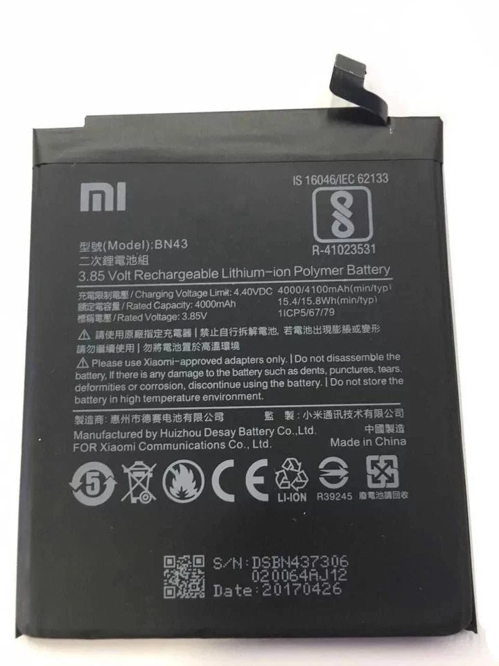 Batería Original BN43 Para Xiaomi RedMi Note 4X 4000mAh 3.85v Foto 1 de 1