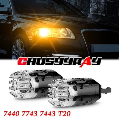 7443 7440 Amber Yellow LED Front Turn Signal Light Bulbs No Hyper Flash CANBUS - Image 1 of 4