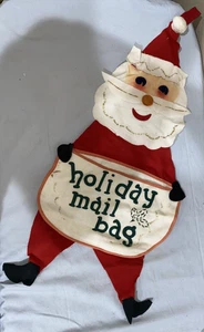 Vtg Santa Claus Holiday Mail Bag Xmas Card Holder Felt Wall Hanging (ToteYYY) - Picture 1 of 6