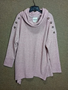 NEW YORK LAUNDRY Women’s Size 2X Cowl Neck Rose Honeycomb Pullover Tunic - Picture 1 of 16
