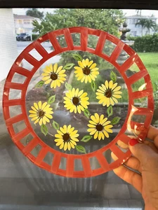 *Glass Bowl/Plate Hand Painted Sunflowers 9" - Picture 1 of 9