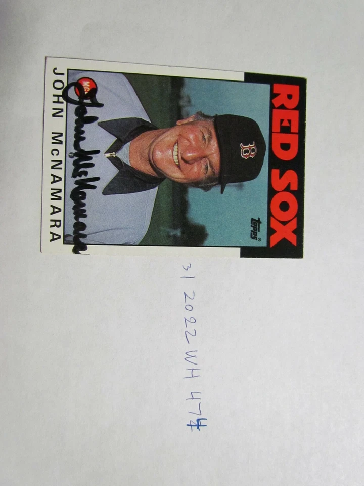 1986 Topps John McNamara Signed Baseball Card JSA Auction Certified  - Image 1 of 2