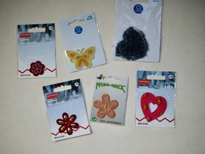 GOLDZACK/Coats Stickbild Applikation Bügelbild Flicken Aufnäher Blumen Herz - Bild 1 von 4