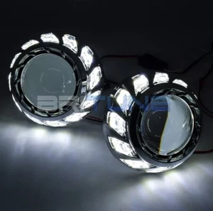 3 inch Spiral COB LED Angel Devil Eyes DRL Bi-xenon Projector Headlight Lens Kit - Picture 1 of 7