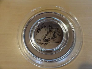 Pferde Teller Metall mit Glas Unterteil - Picture 1 of 1