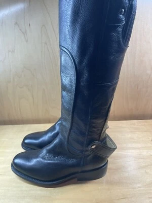 Botas hasta la rodilla Rudel para mujer talla 6,5 EE cuero negro broches a presión hacia atrás Foto 1 de 4