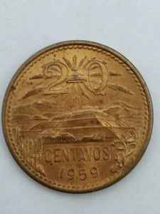 Coin Mexico 20 cents Teotihuacan escarse date 1959 great condition - Picture 1 of 2