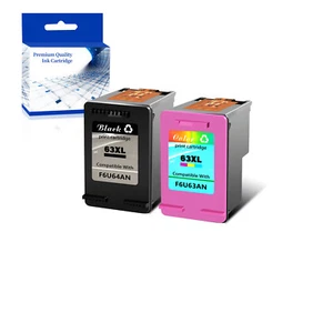 2PK 63XL 63 XL Tri-Color Black Ink For HP Deskjet 1110 3630 2130 Envy 4520 4511 - Zdjęcie 1 z 6