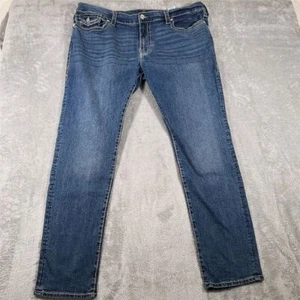 True Religion Jeans Mens Rocco Relaxed Skinny 42x32 Blue Medium Wash Flap Pocket - Picture 1 of 14