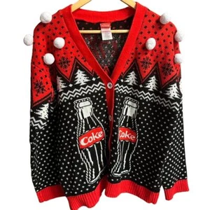Cardigan brutto maglione Coca-Cola vacanze di Natale taglia M - Foto 1 di 13