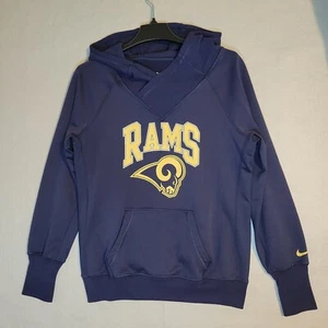 Los Angeles Rams Sweatshirt Womens Large Nike Hoodie Therma-Fit Sweater Blue - Picture 1 of 14