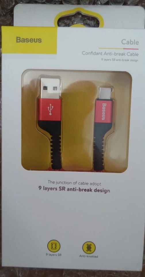 Baseus USB-C to USB-A Confidant Anti-Break Charging Data Cable Red 1.5m FastP&P - Image 1 of 1