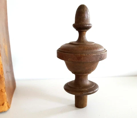 Vintage Turned Wood Finial - Post Topper 4.88"- Architectural salvage Cover