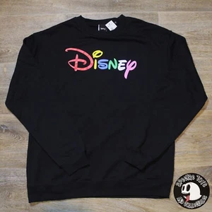 Suéter Pullover Box Lunch Disney Logo Arco Iris Negro - Para Mujer Talla Mediana Nuevo con Etiquetas - Imagen 1 de 6