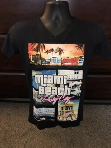 Miami Beach Party City Shirt Video Game Black Size SMALL - Picture 1 of 7