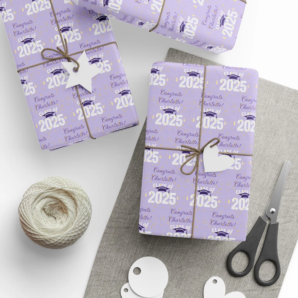 Graduation Celebration Wrapping Paper, Customizable Gift Wrap - Image 1 of 1