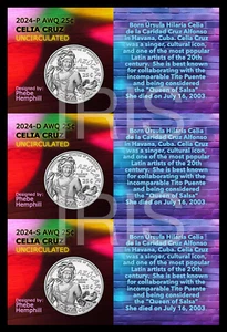 ⭐2024-PDS Cuartos de galón de mujer americana 25c / Celia Cruz / De rollos como nuevos de EE. UU. - Imagen 1 de 2