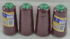 Birch Overlocker Thread 4 x 2500m Cones, 100% Polyester, Colour WINE - Imagen 1 de 2