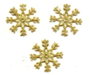 SNOWFLAKES GOLD METALLIC SET OF 3 Iron On Patch Winter Snow Christmas - Picture 1 of 1