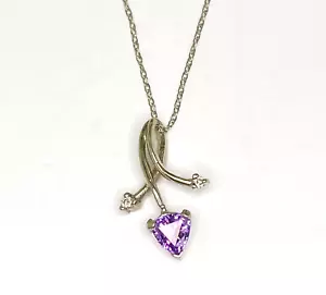 Collar colgante de oro blanco de 14 k con acento de diamantes de zafiro púrpura de 5 billones de mm - Imagen 1 de 3
