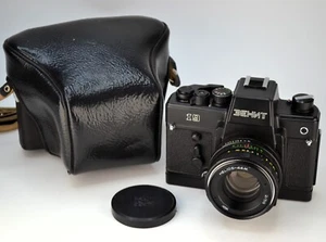 SERVICED! 1984 USSR ZENIT-19 HALF-AUTOMATIC SLR camera+HELIOS-44M lens f2/58 M42 - Picture 1 of 9