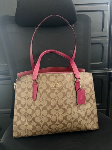 Coach Tatum Borsa da Trasporto Cachi Firmata Tela Confetti Pelle Rosa