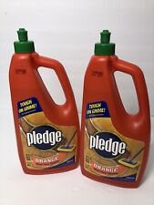 Lot of 2 Pledge Wood Floor Cleaner Safely Cleans ORANGE Discontinued Rare