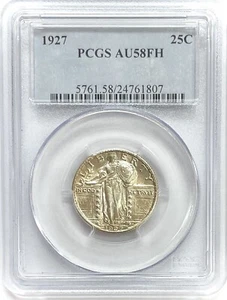 1927 US STANDING LIBERTY QUARTER SLQ 25 CENT COIN PCGS AU 58 FH - Picture 1 of 2